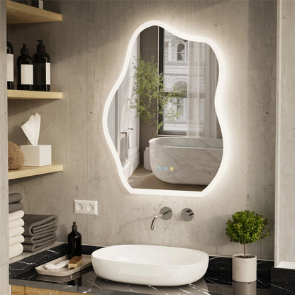 Miroir LED mural en forme de nuage – Antibuée et tactile