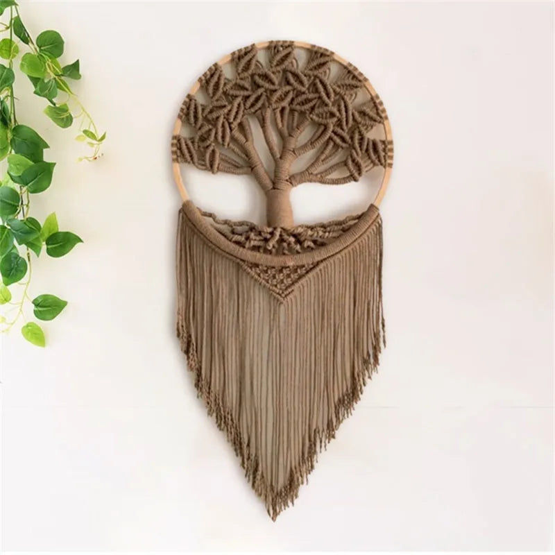 Macramé mural bohème – Arbre de vie (30 × 75 cm)