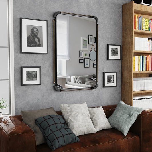 Miroir mural vintage industriel – Métal vieilli & style rétro (90 × 60 cm)