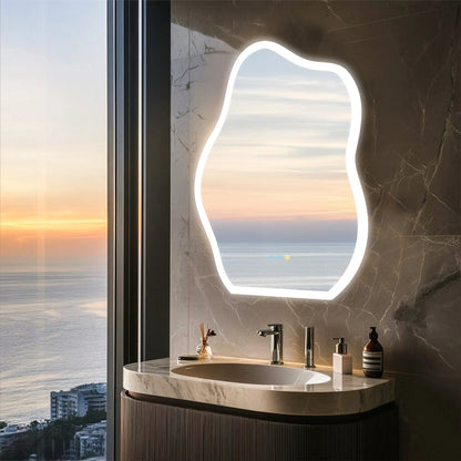 Miroir LED mural en forme de nuage – Antibuée et tactile