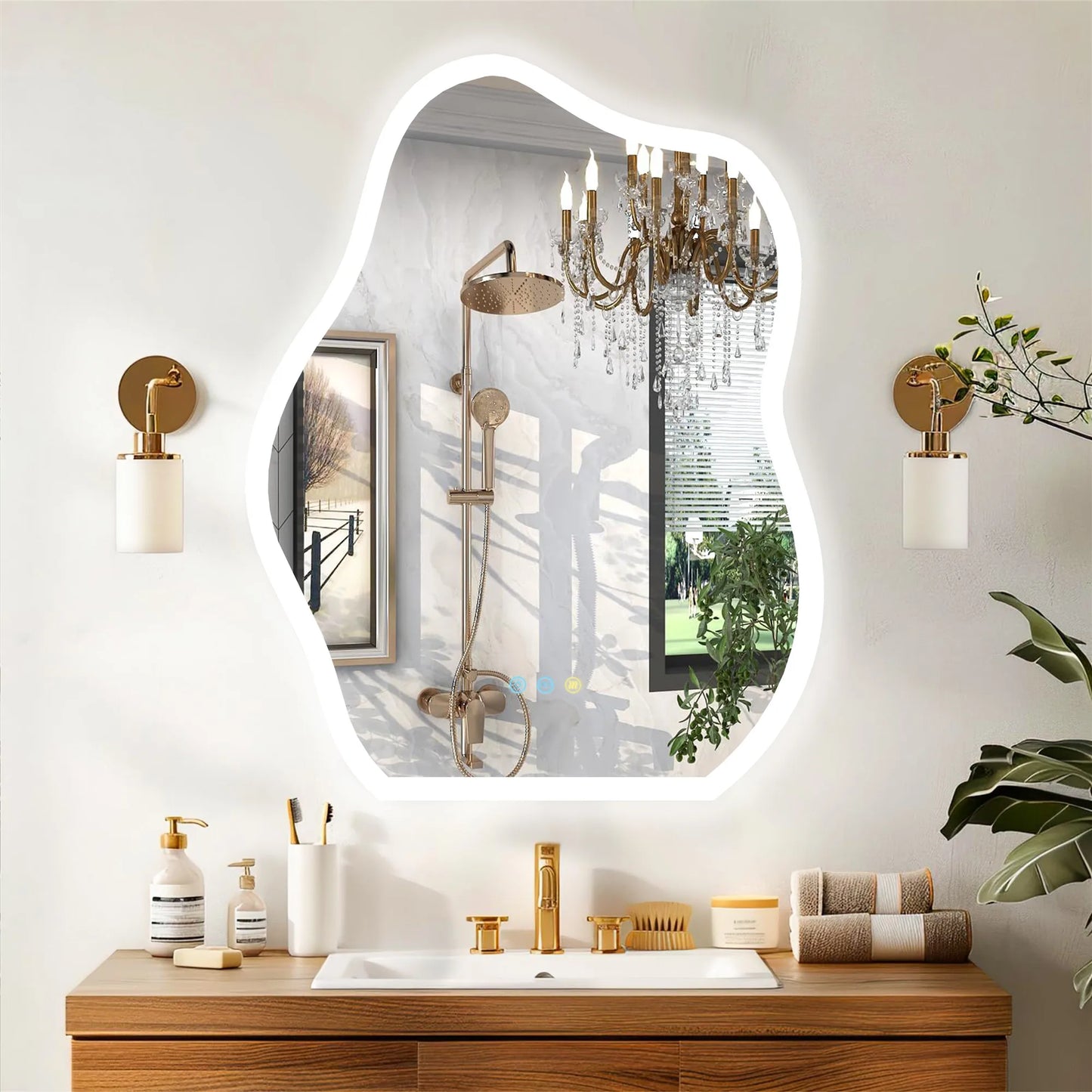 Miroir LED mural en forme de nuage – Antibuée et tactile