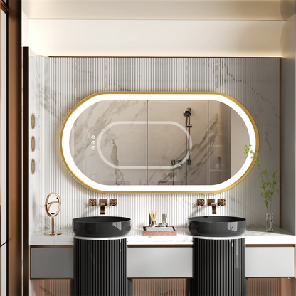 Miroir LED ovale moderne avec fonction anti-buée