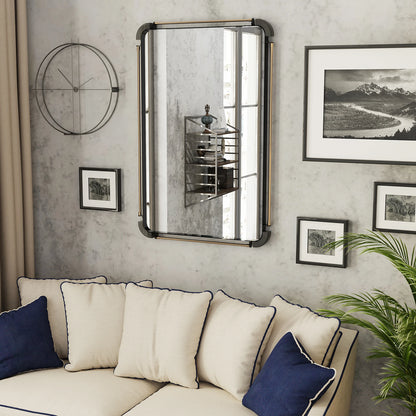 Miroir mural vintage industriel – Métal vieilli & style rétro (90 × 60 cm)
