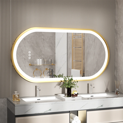 Miroir LED ovale moderne avec fonction anti-buée