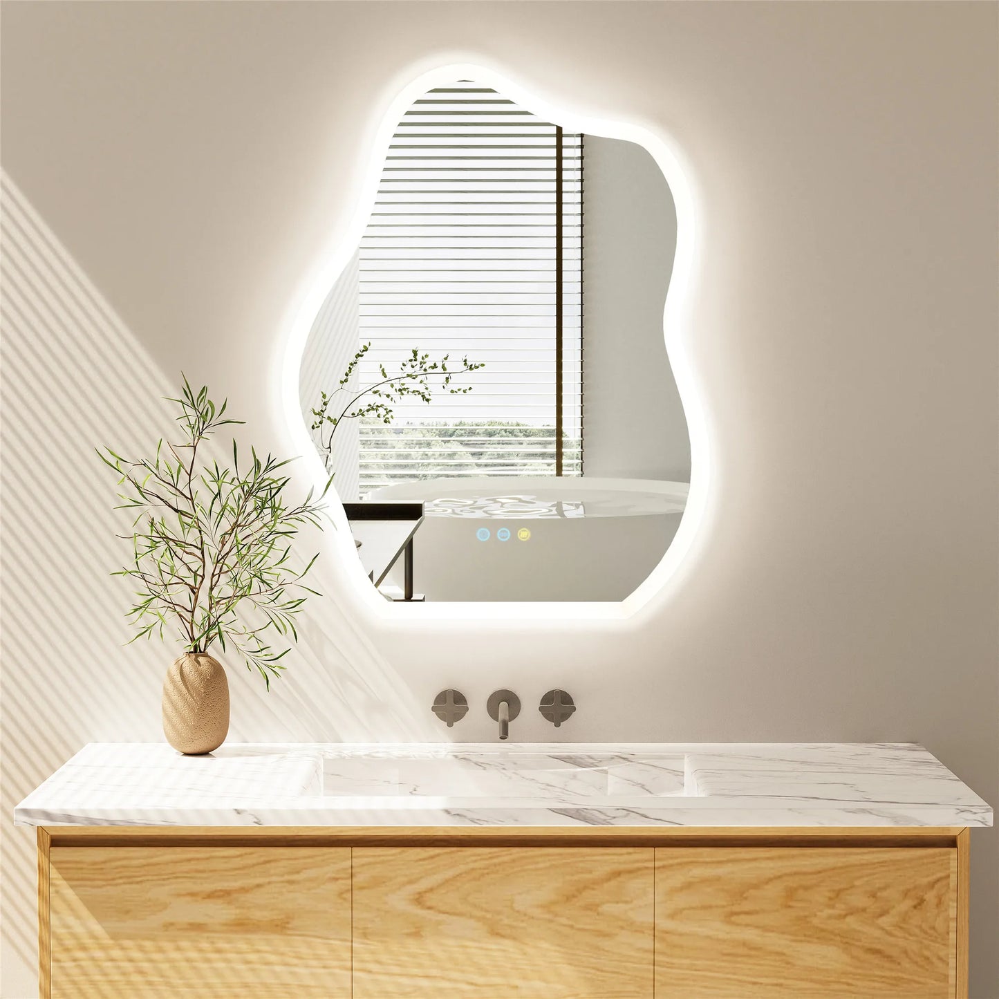 Miroir LED mural en forme de nuage – Antibuée et tactile
