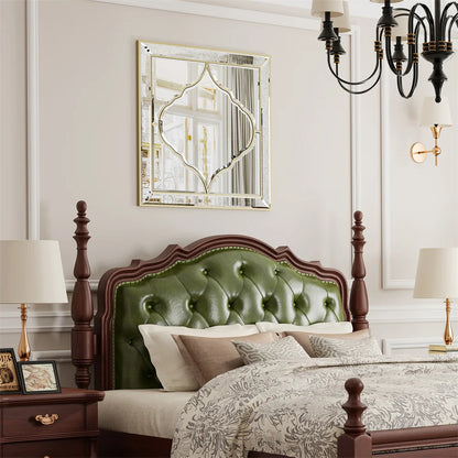 Miroir mural carré argent & bordure dorée – Élégance chic (60 × 60 cm)