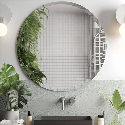 Miroir mural rond sans cadre argenté