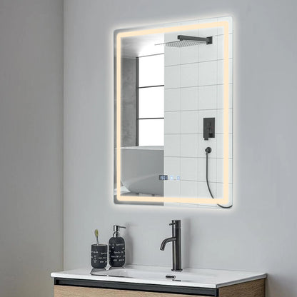 Miroir LED pour salle de bain anti-buée avec affichage intégré