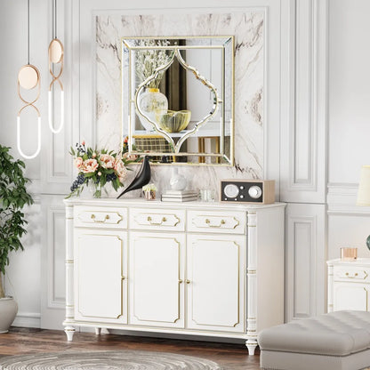 Miroir mural carré argent & bordure dorée – Élégance chic (60 × 60 cm)