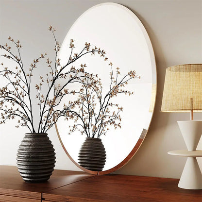 Miroir mural rond sans cadre argenté