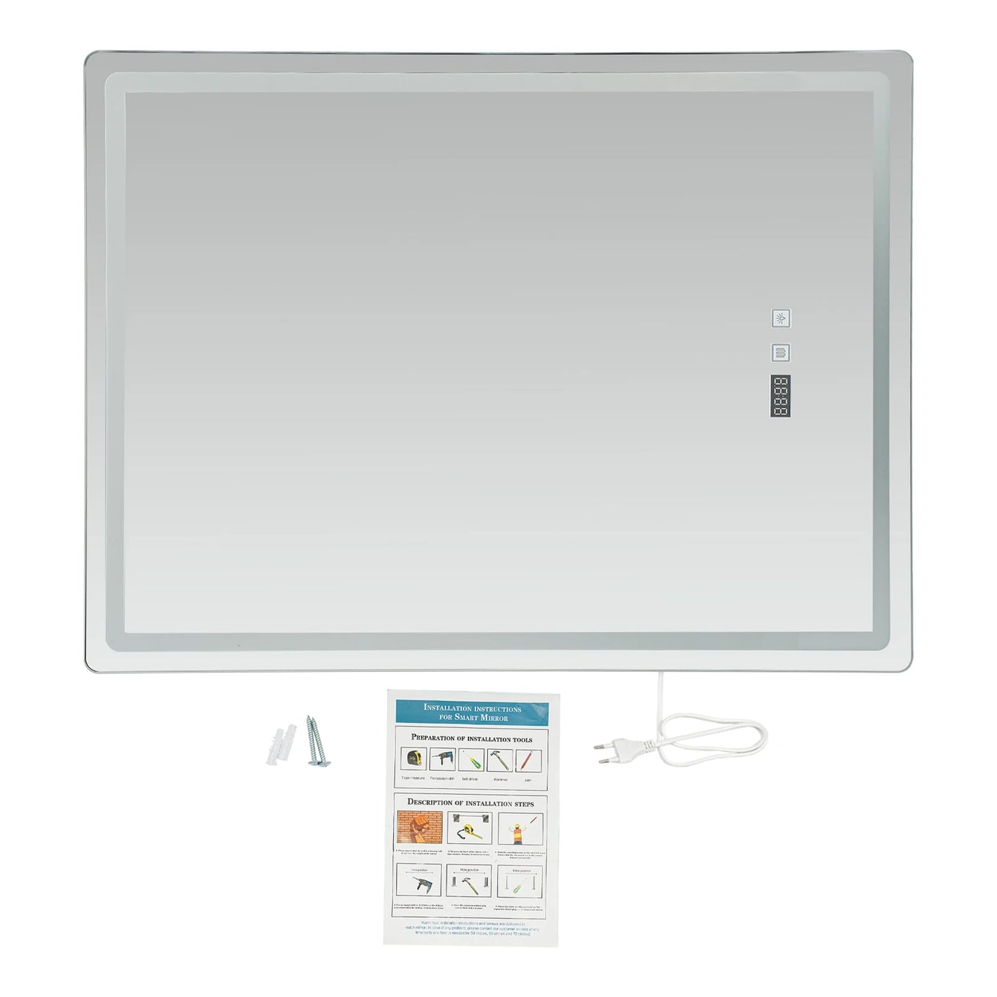 Miroir LED pour salle de bain anti-buée avec affichage intégré