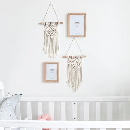Macramé mural beige (20 cm x 45 cm)